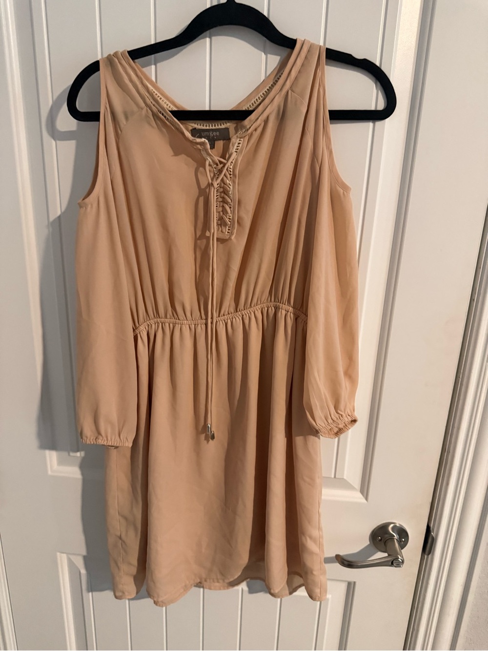 Umgee (Ungee) Boho Mini Dress – Blush/Tan – Size S